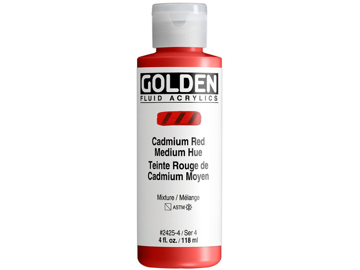 GOLDEN FLUID ACRYL 119ML S4 425 KADMIUMROT MITTEL FARBTON 1