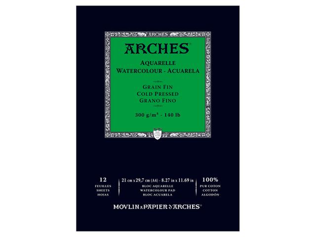ARCHES AQUARELLBL. GRAIN FIN 300G/M2 23x31 15BL. KOPFGELEIMT 1
