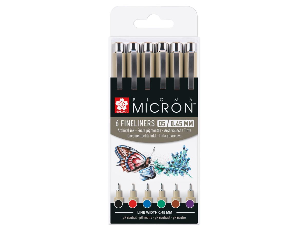 PIGMA MICRON FINELINER SET 0,45MM 6 BASIS FARBEN 1