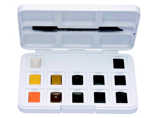 VAN GOGH AQUARELL SET SHADES OF NATURE AQUARELLKASTEN  12x1/2 NÄPFCHEN  + PINSEL 1