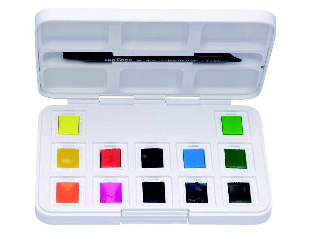 VAN GOGH AQUARELL SET VIBRANT COLOURS AQUARELLKASTEN 12x 1/2 NÄPFCHEN + PINSEL 1