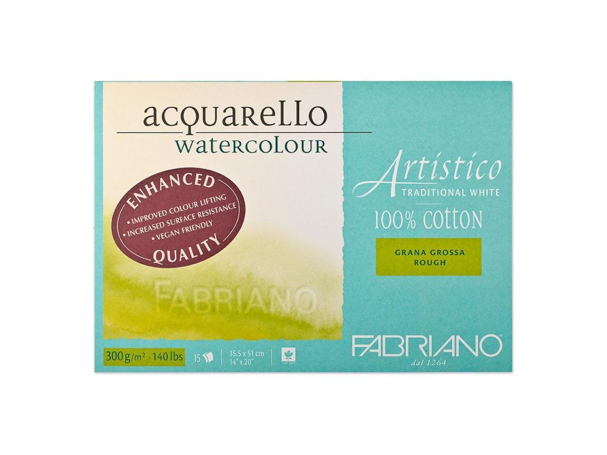 FABRIANO ARTISTICO BLOK 300GR 35,5X51CM GG TR.WHITE 15VEL AQUAREL 1