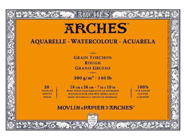 ARCHES AQUARELPAPIER TORCHON 20VEL 18X26CM 300G 4-ZIJDIG GELIJMD 1