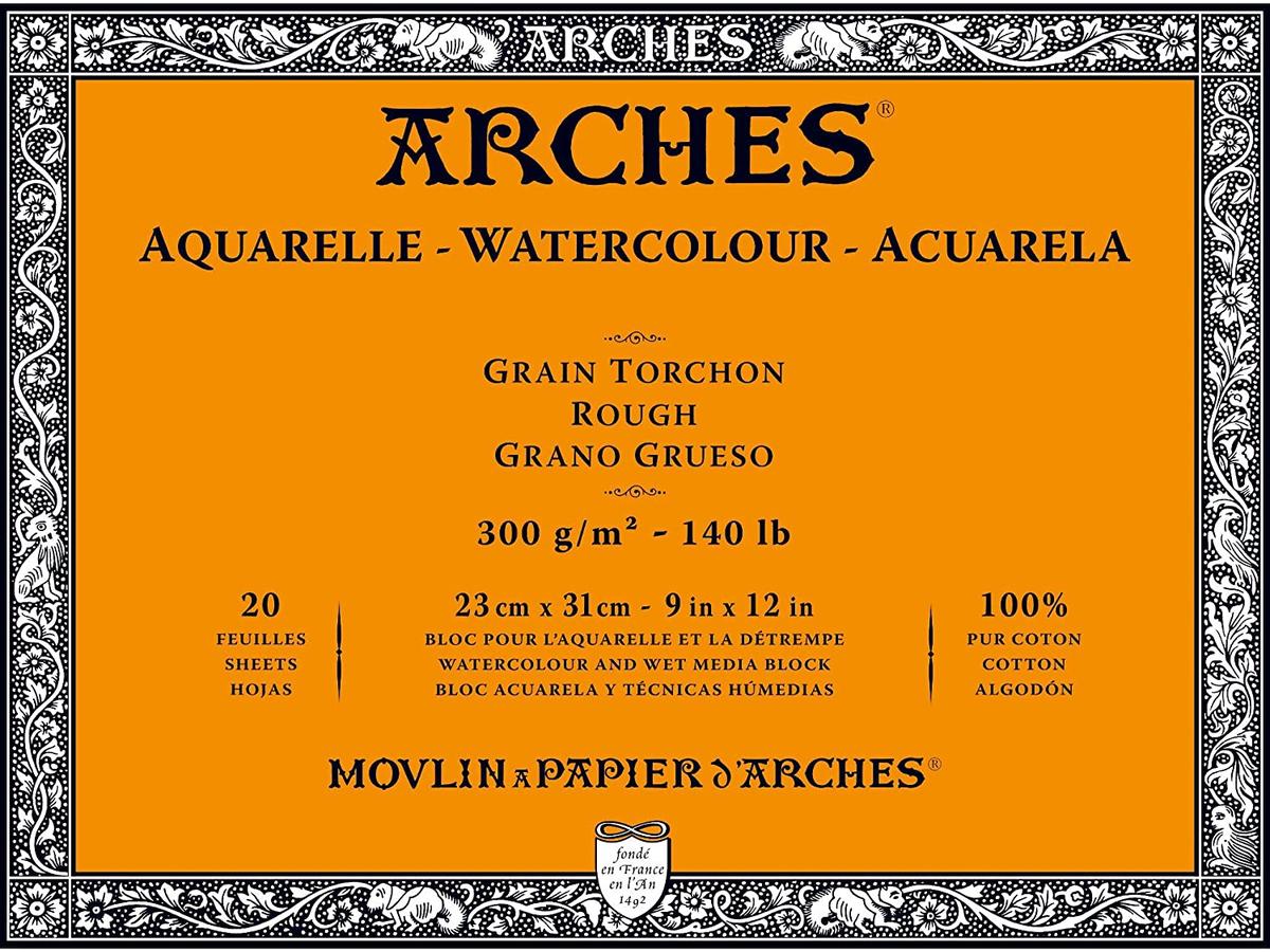 ARCHES BLOCK 300GR 23X31CM TORCHON 20BLATT 4 SEITIG VERLEIMT 1