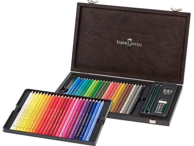 FABER CASTELL POLYCHROMOS FARBSTIFTE 48 TEILIG HOLZKOFFER 1