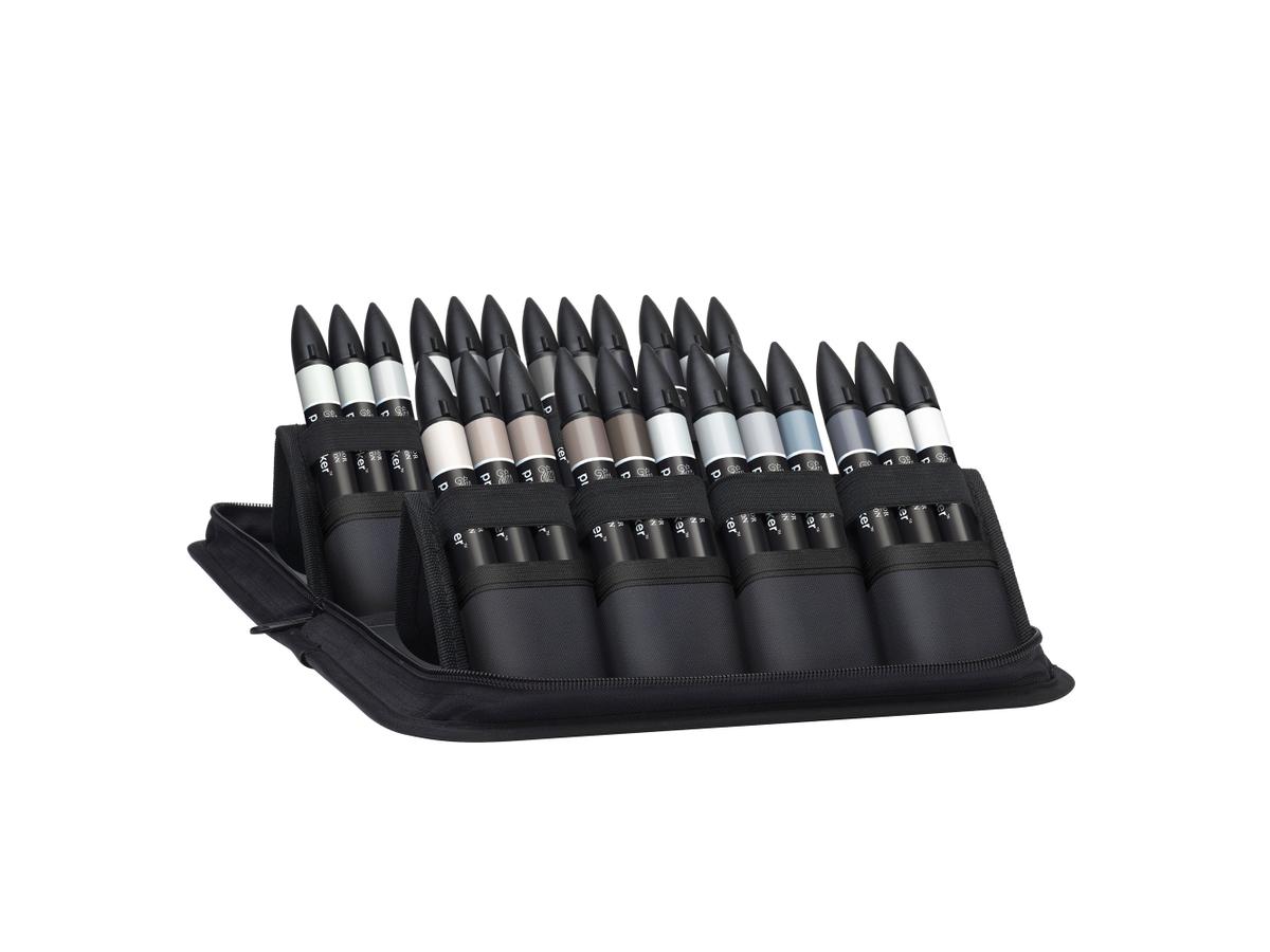 WINSOR & NEWTON PROMARKER SET GREY & BLACK TONES 24+1X IM ETUI 1