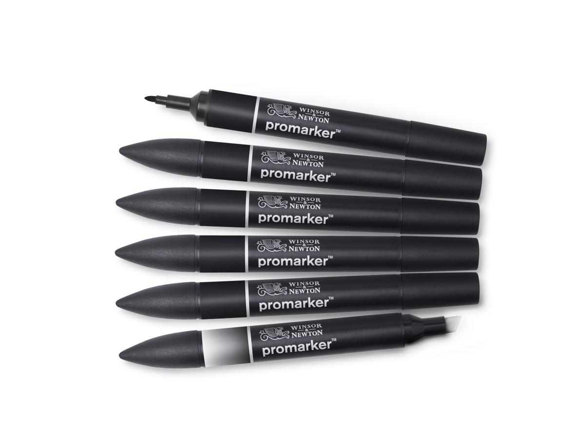 WINSOR & NEWTON PROMARKER SET BLACKS + 1BLENDER 6X 1