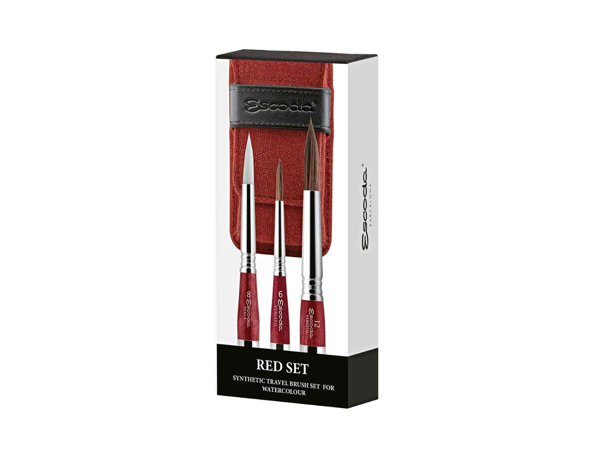 ESCODA AQUARELL REISEPINSEL RED SET 1270 3 STÜCK 1