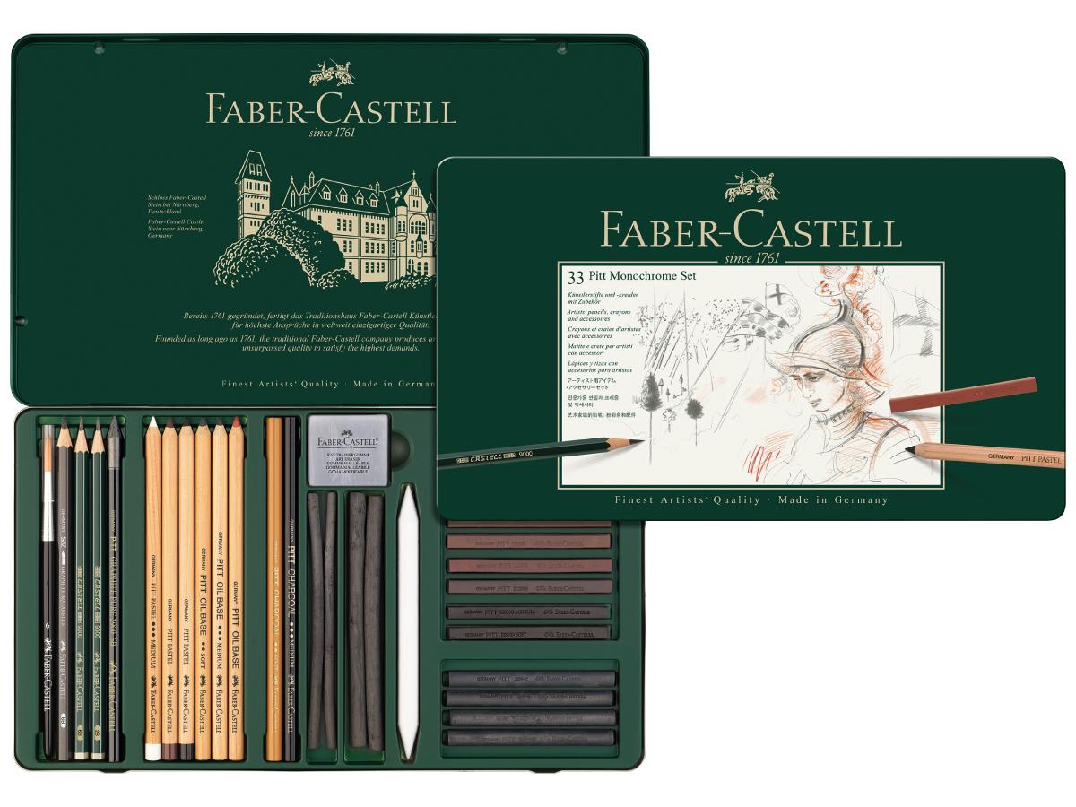 FABER CASTELL PITT MONOCHROME SET 33-TEILIG FC-112977 1