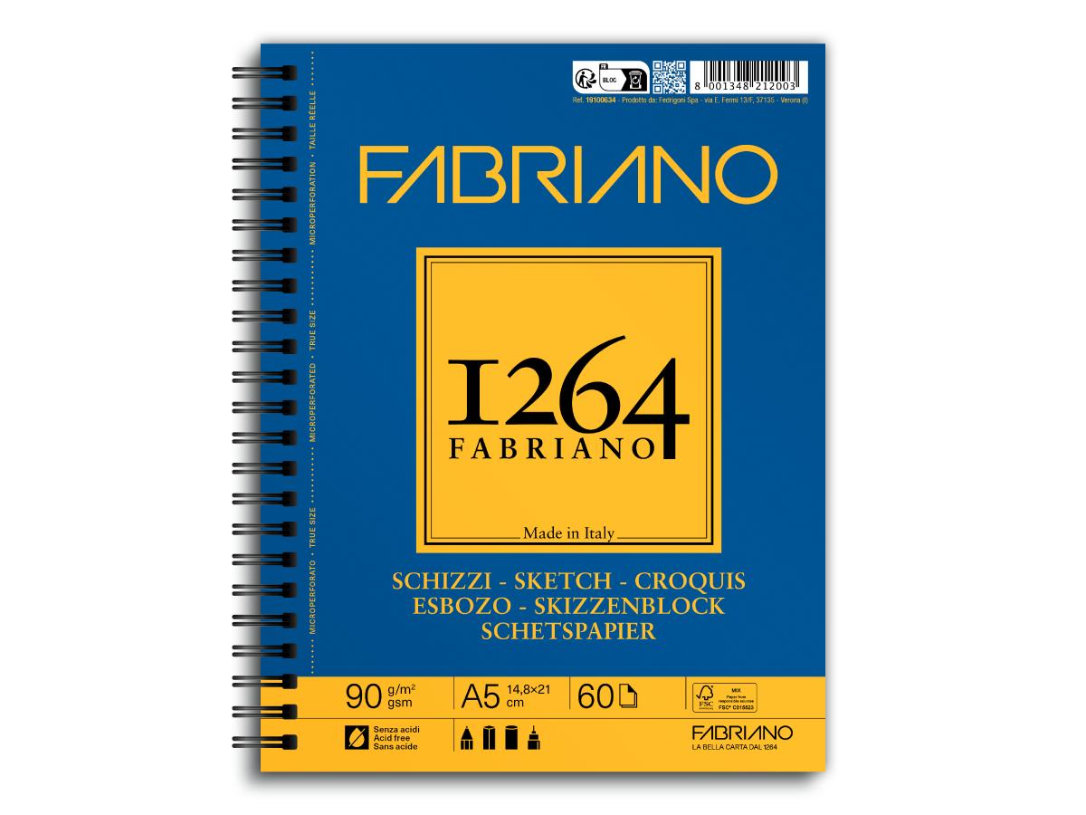 FABRIANO 1264 SKIZZENPAPIER A5 90GR BLOCK PORTRÄT
 1