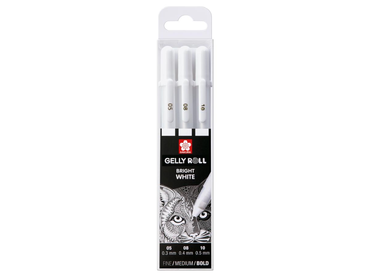 SAKURA GELPENNEN BASIC SET 3 TEILIG WEISS FEIN MEDIUM BREIT 1