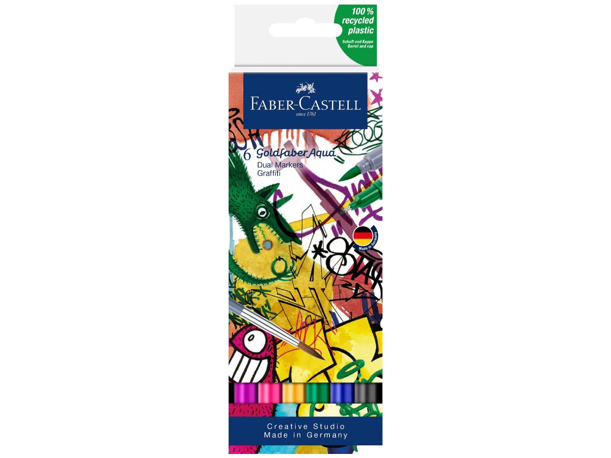 FABER CASTELL GOLDFABER AQAU DUAL MARKER SET GRAFFITI 6 STÜCK 1