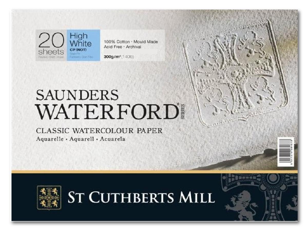 SAUNDERS WATERFORD MITTELRAU AQUARELLPAPIER 41X31CM 300GRAMM 20 BLATT BLOCK 1