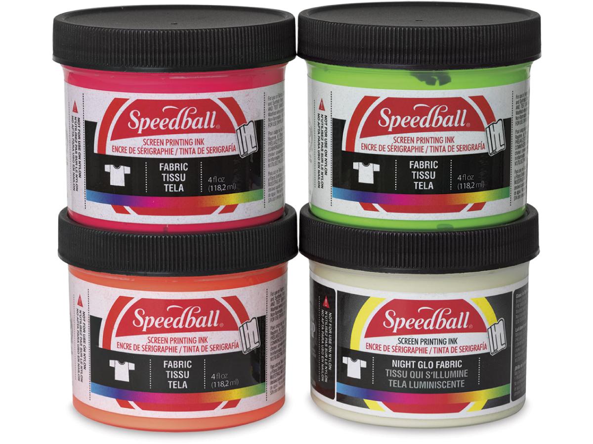 SPEEDBALL FABRIC SIEBDRUCK FARBE NIGHT GLO & FLUO SET 118ML 4 STÜCK   1