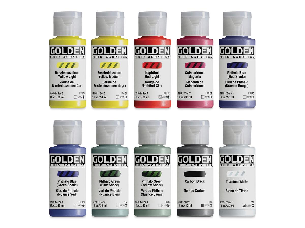 GOLDEN ACRYL FLUID MIXING SET 10X 30ML 1