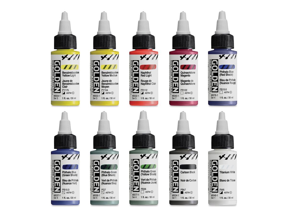 GOLDEN ACRYL HIGH FLOW MIXING SET 10X 30ML 1