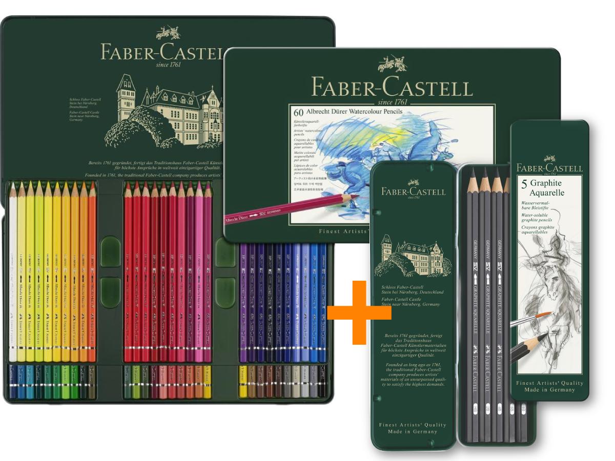 FABER-CASTELL ALBRECHT DÜRER AQUARELLSTIFTE SET 60 STÜCK + GRAPHIT AQUARELLSTIFT SET 5 STÜCK 1