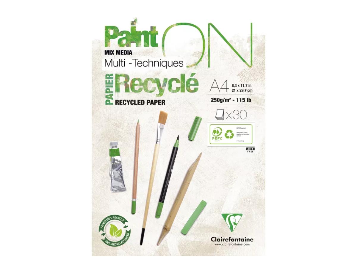 CLAIREFONTAINE PAINT-ON RECYCLED A4 250GRAMM 30 BLATT BLOCK 1