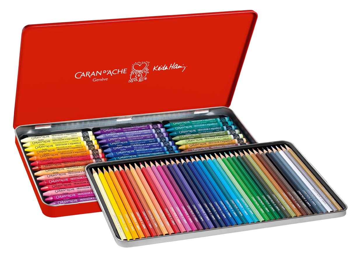 CARAN D'ACHE KEITH HARING MIXED MEDIA SET WASSERLÖSLICH 42 PASTELLS + 40 BUNTSTIFTE 1