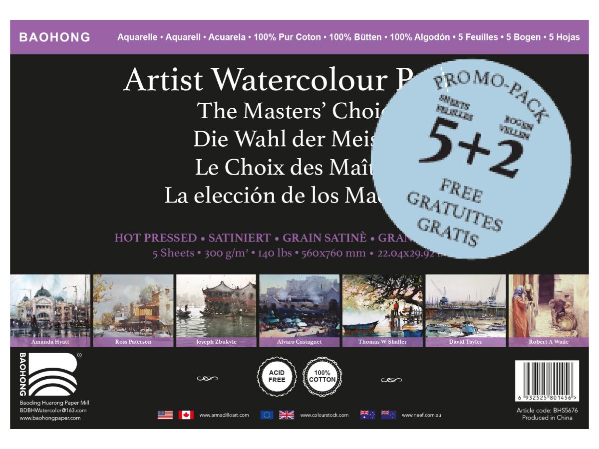 BAOHONG AQUARELLPAPIER 56X76CM GLATT 5+2 GRATIS 1