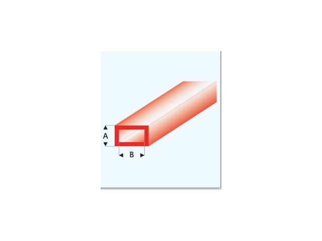 PROFIL VIERKANTROHR GLASKLAR ROT (A=)3,0X6,0MM 33CM 442-55/3 1