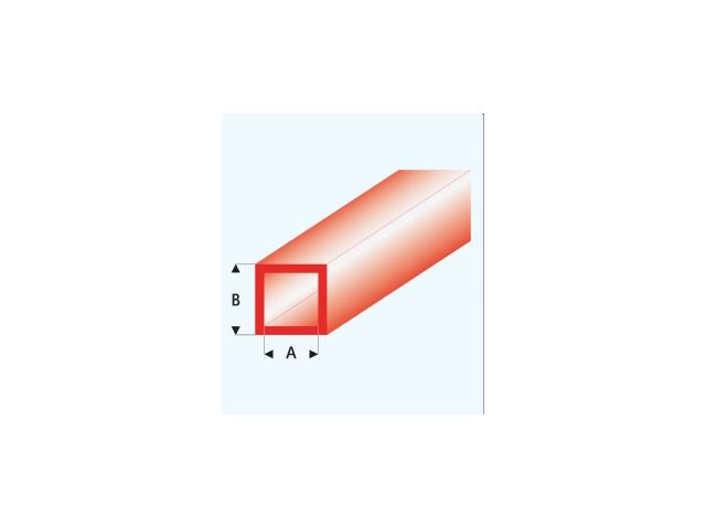 PROFIL VIERKANTROHR GLASKLAR ROT (A=)5,0X6,0MM 33CM 434-59/3 1