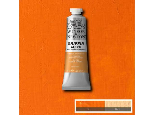 WINSOR & NEWTON GRIFFIN ALKYD 37ML S1 090 CADMIUM ORANGE HUE 1