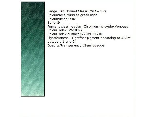 OLD HOLLAND ÖLFARBE D046 40ML VIRIDIAN GREEN LIGHT 1