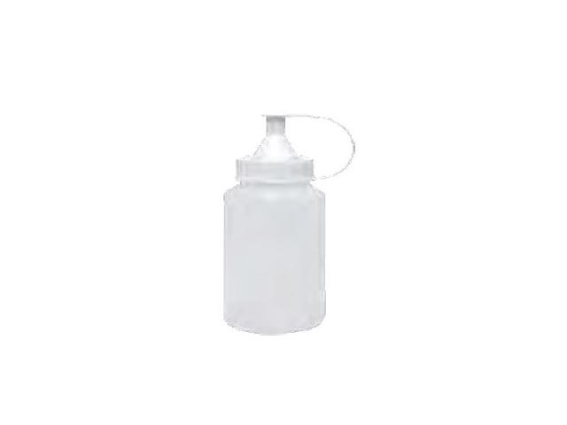 PE-FLASCHE SEMI-TRANSPARENT 250ML + WEISSER DECKEL MIT SPITZENHALS 1