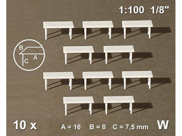 1:100 TISCH RECHTECKIG WEISS 10 STÜCK 54.60241.10 1