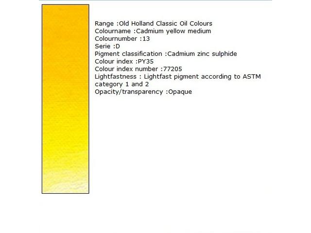 OLD HOLLAND ÖLFARBE D013 125ML CADMIUM YELLOW MEDIUM 1