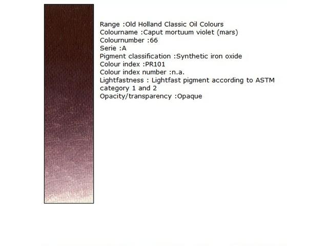 OLD HOLLAND ÖLFARBE A066 40ML CAPUT MORTUUM VIOLET MARS 1