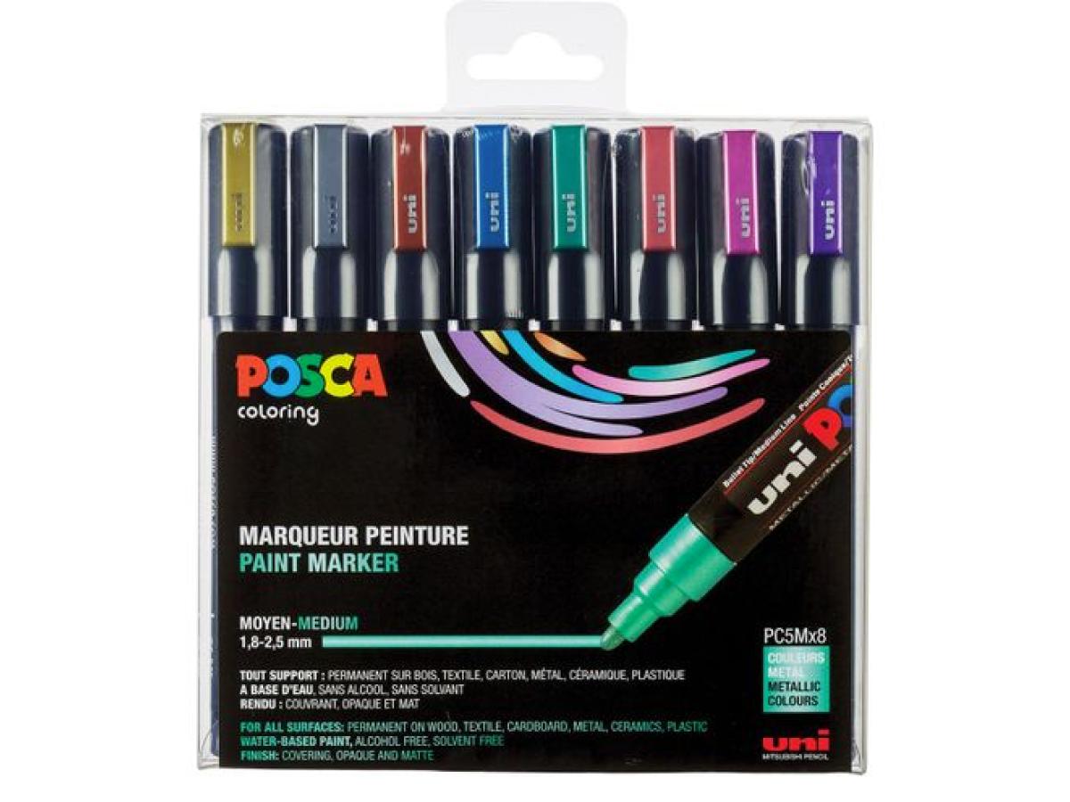 UNI-POSCA 8ER SET PC5M METALLIC  1