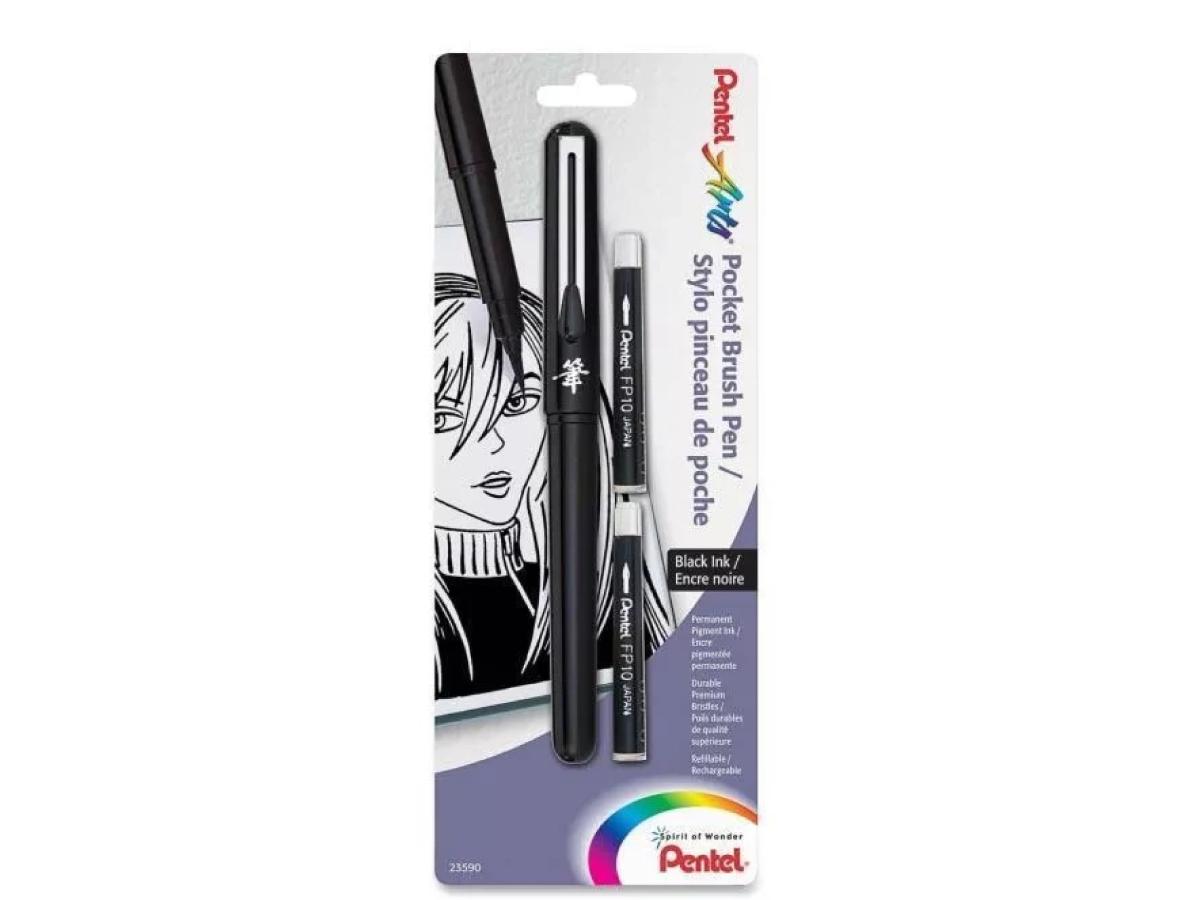 PENTEL POCKET BRUSHPEN SCHWARZ + 2 PATRONEN 1