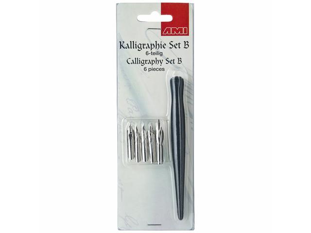 CALLIGRAFIESET B   6-DELIG PUNTIGE PENNETJES 1