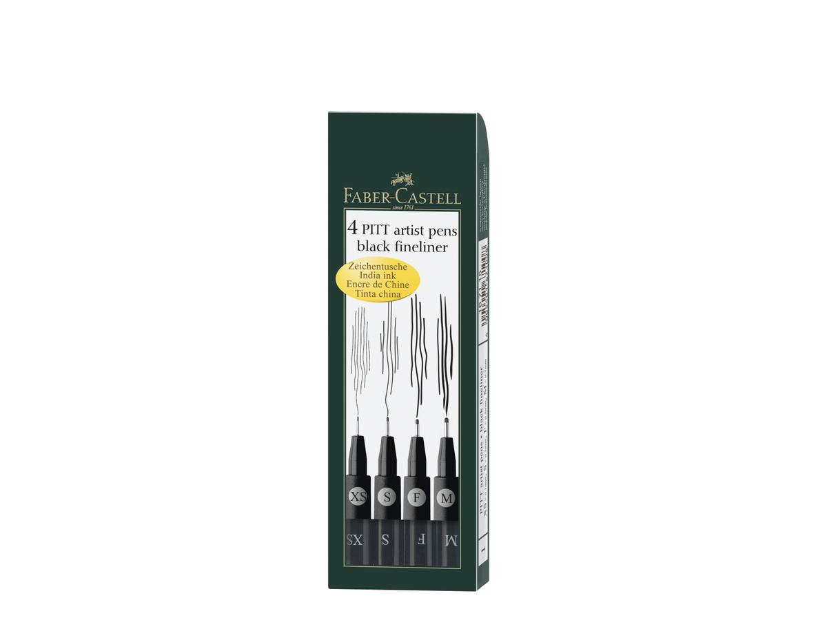 FABER-CASTELL PITT ARTIST PEN FINELINER SET SCHWARZ 4 STÜCK 1