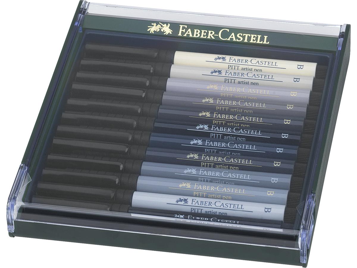 FABER-CASTELL PITT ARTIST BRUSH PEN SET GRAY TONES 12ST 1