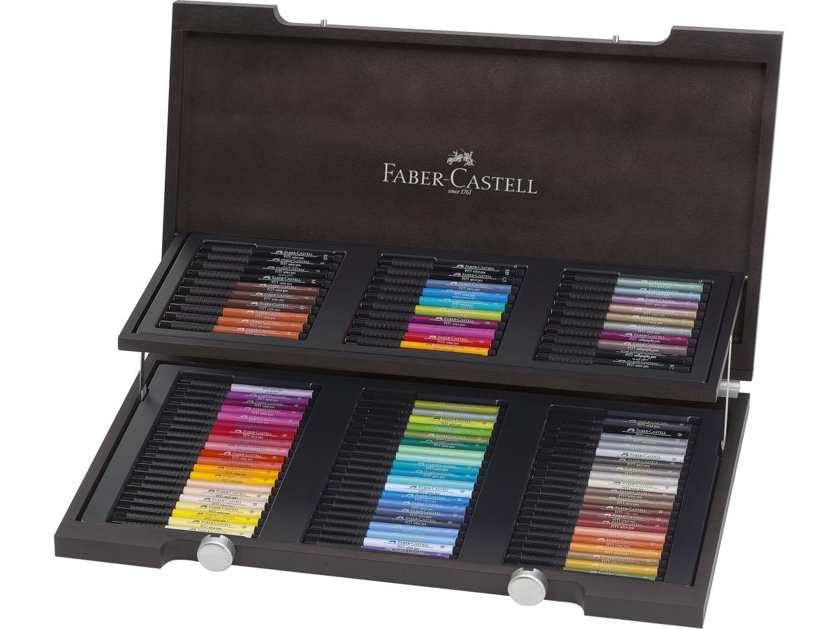 FABER-CASTELL PITT ARTIST PEN SET HOLZ KOFFER 90 STÜCK 1