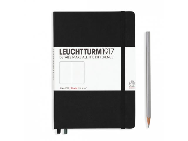 LEUCHTTURM HARDCOVER SCHWARZ UNLINIERT 249 BLATT A5 1