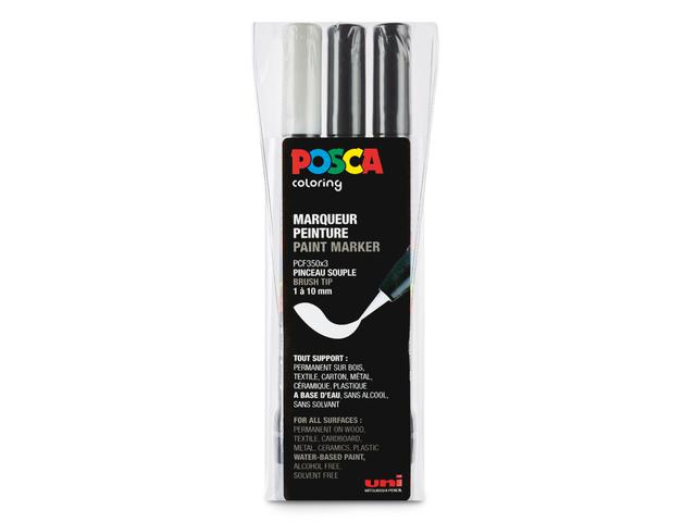 UNI POSCA MARKER SET BRUSH PCF350 3 STÜCK 1