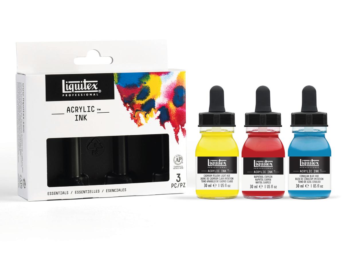 LIQUITEX ARTIST ACRYLIC INK SET 3X30ML ESSENTIALS 1