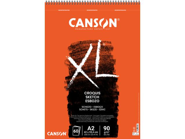 CANSON CROQUIS XL SKIZZENPAPIER SPIRALBLOCK 90GR/M2 A2 60BL 1