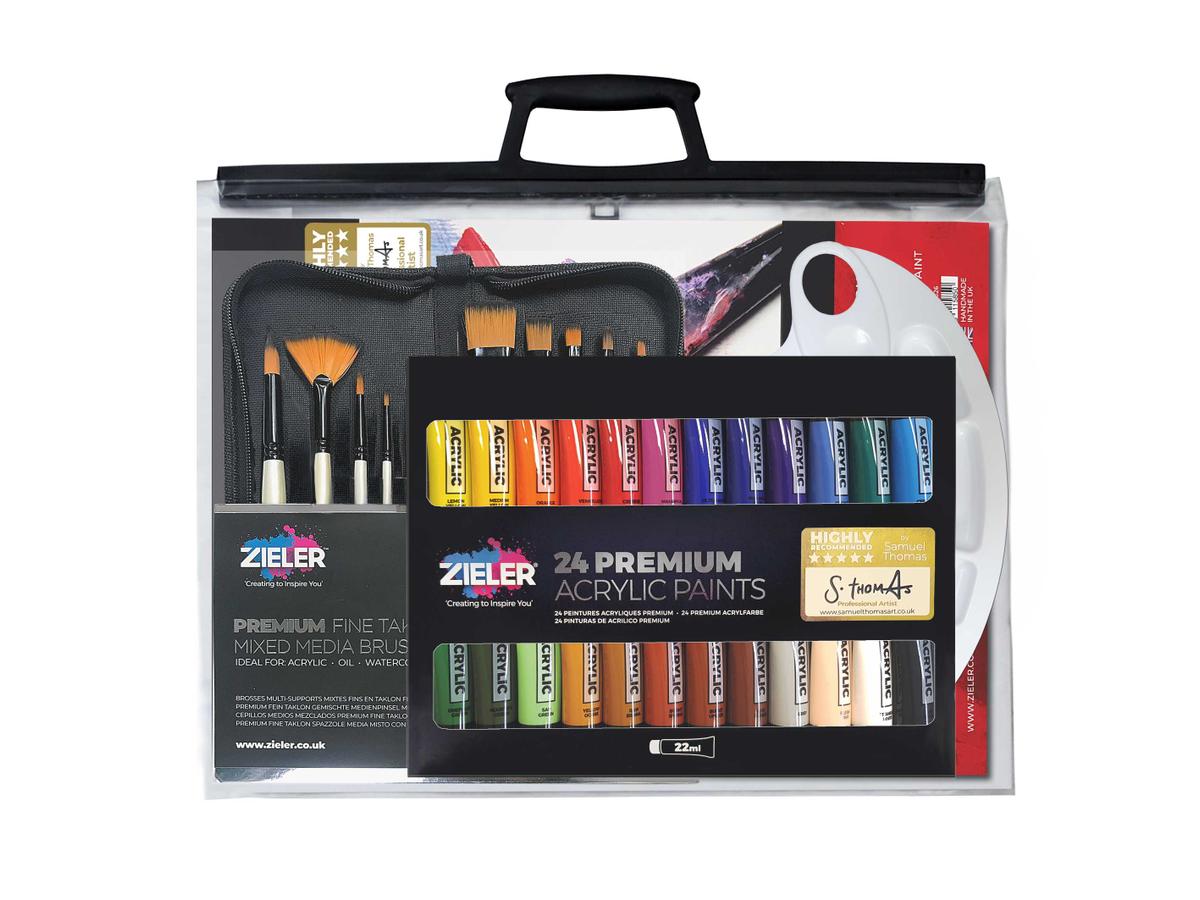 ZIELER COMPLETE ACRYLIC PAINTING SET IN A CLEAR A3 CASE 1
