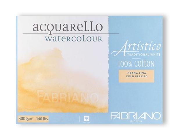 23,0 x 30,5cm 20 Blatt extra weiß Grobkorn Block 4 seitig geleimt Fabriano Aquarellpapier  Artistico 300g/m² 