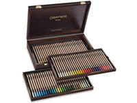 CARAN D'ACHE PASTEL PANCILS PASTELLSTIFTE SET HOLZKOFFER 84X