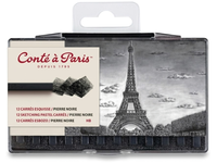 CONTÉ À PARIS CARRÉ PASTELLKREIDEN SET NOIR HB 12X