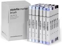 STYLEFILE BRUSH MARKERSET BR36GR 36-DELIG GREY OP=OP