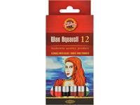 KOH-I-NOOR WAX AQUAREL PASTELPOTLODENSET 12-DELIG IN KARTON