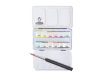 SCHMINCKE HORADAM AQUARELLBOX 12X 1/2 NAPF + REISPINSEL