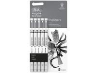 WINSOR & NEWTON FINELINER SELEKTION SET 5 X BLACK